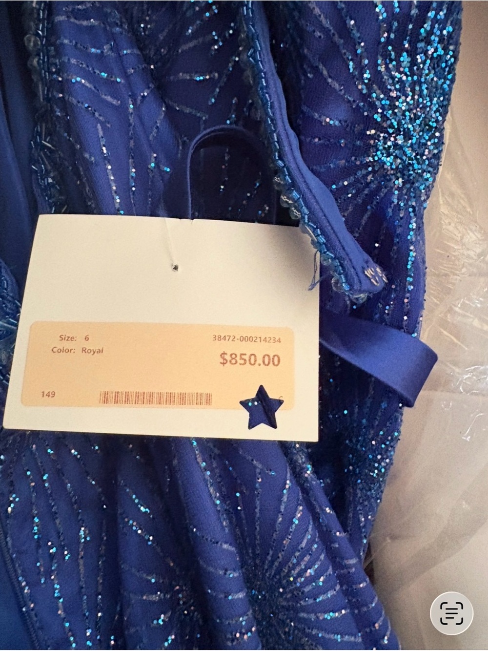 Royal Blue Sparkle Mermaid Gown - Picture 3 of 3